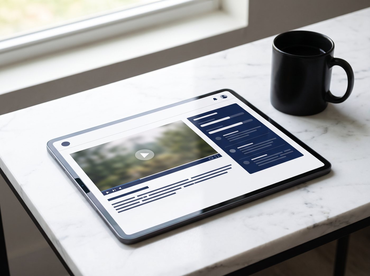 Online course displayed on a tablet