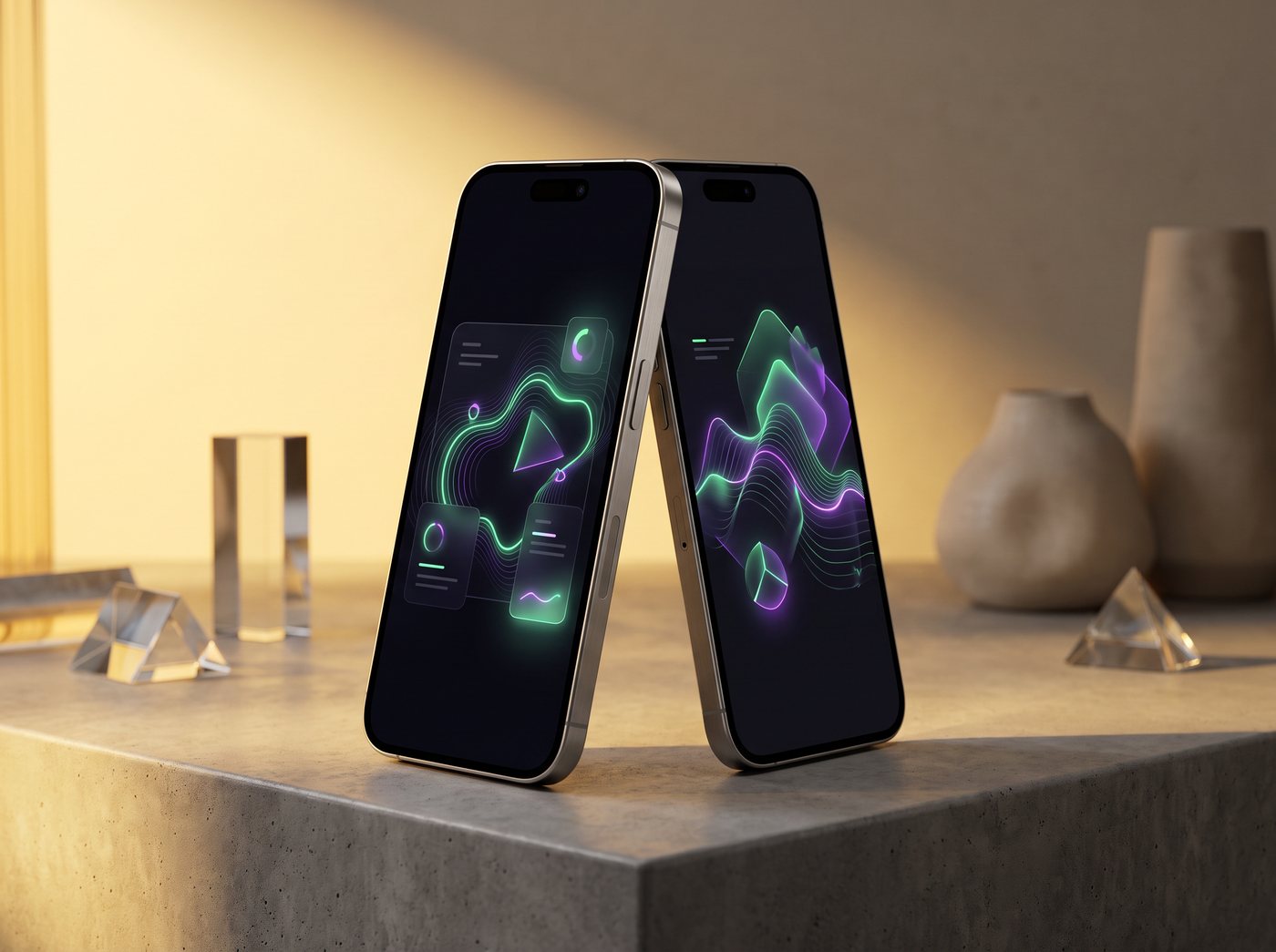 Custom app shown on two phones
