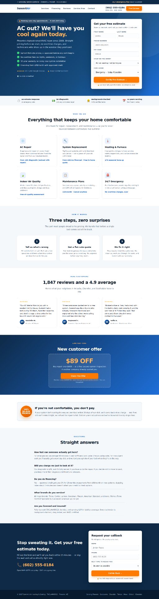 SummitAir landing page designed by BusyBee